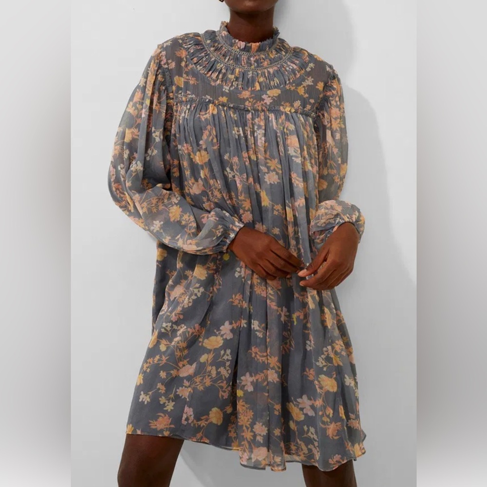 NWT FRENCH CONNECTION CRINKLE SWING DRESS W/ OPTIONAL TIE WAIST SZ XL